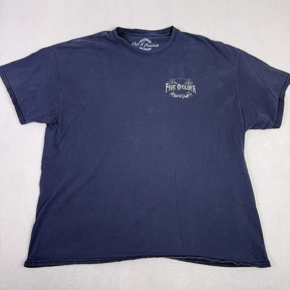 Out of Bounds Five O'Clock‎ Somewhere Bar & Grill Mens XXL Navy Blue Graphic Tee
